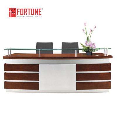 China Modern MFC Reception Desk Reception Counter Table Models Design For Hotel For Company (FOH-RCW02) for sale