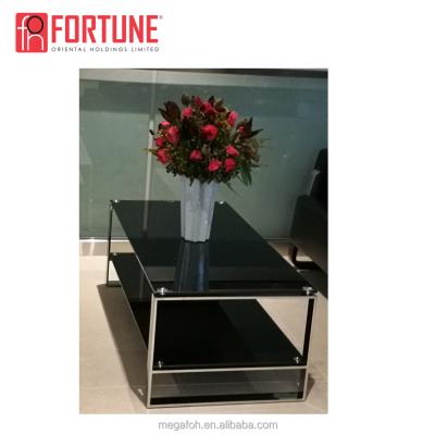 China Modern high quality black glass office coffee tables for office reception area for sale