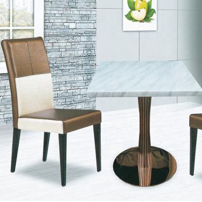 China Modern Fancy Hotel Wood Furniture Restaurant Sets Table And Mixed Color Leather Chair Set for sale