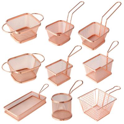 China Amazon Selling Kitchen Gadgets Sustainable Hot Summer 304 Stainless Steel French Fries Serving Basket Frying Basket for sale