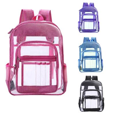 China PVC Logo Kids Men Women Student Sports Backpacks Waterproof Outdoor School Bag Custom Clear Transparent Clear Backpack for Girls for sale