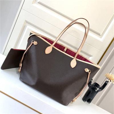 China 2022 Fashion Brand Good Quality Luxury Designer Classic Canvas Real Women's Neverful Leather Shopping Bag for sale