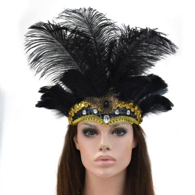 China Decorate Belly Dance Feather Headwear Female Dress Up Show Costume Dance Headdress Halloween Easter Cosplay Dress Up for sale