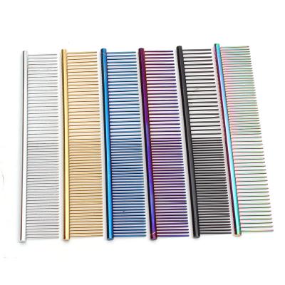 China Durable Colorful Stainless Steel Pet Grooming Teeth Comb for sale