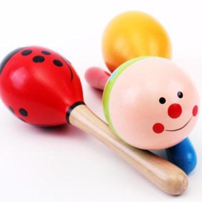 China Hot-selling cartoon toy wholesale colorful mini maracas toys wooden musical instrument MT001 for sale