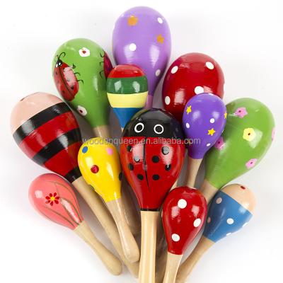 China Wholesale Cheap Colorful Safety Hot Sale Maracas MT003 Musical Instrument Wooden Toys Sand Hammer Kids Toys for sale