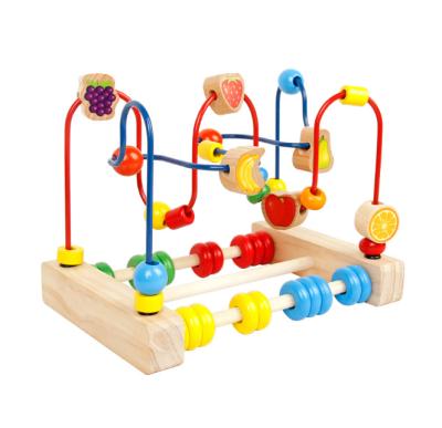 China Colorful/Safety/Environmental/Healthy Wooden Fruit Wire Bead Maze Game CDN-2918 Fruit Bead Maze Roller Coaster Game Toy For Kid CDN-2918 for sale