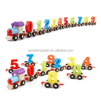 China Colorful Beech Wooden Train Set Kids Toy Wood Digital 0-9 Number MYZ-09 Train Toys For Children Kids for sale