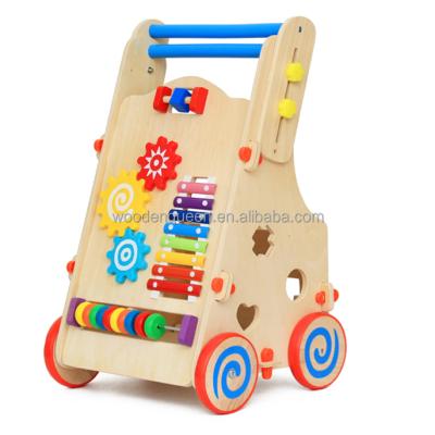 China Learning Activity EN71 Walker Push WW-362 High Quality Wooden Walking Toy Pull Back Toddler Wobbler Baby Walker Toy For Kids Baby Toy for sale