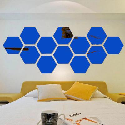 China Minimalist 10 Pcs Stickers Living Room 3D Decorative Home Decor Hexagon Art DIY Mirror Acrylic Mirror Glow In The Star Setting Wall Sticker for sale