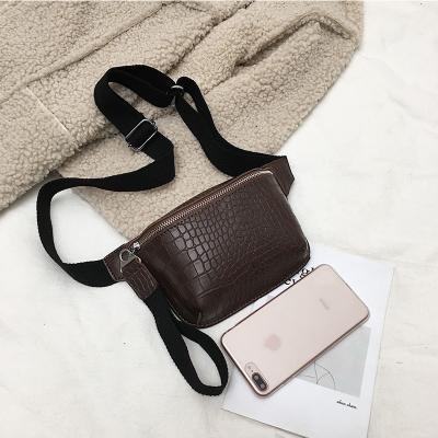 China Casual Fashion Waist Bag Women Alligator Leather Fanny Pack Phone Pouch Chest Packs Ladies Tie Wide Belt Bag for sale