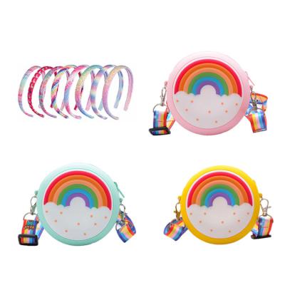 China Fashion Summer Small Silicon Coin Donut Girls Cross - Body Inspired Kids Purses Kids Rainbow Bag for sale