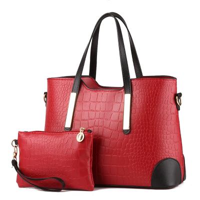 China Fashion New Fashion Crocodile Pattern Ladies Handbag Womens High Quality PU Leather Two Piece Handbag for sale