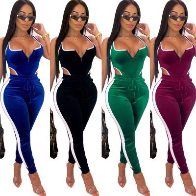 China Breathable Zipper Flannel Bodycon Pencil Pants Fashion Design Casual Two Piece Women's Backless Two Piece Sets for sale