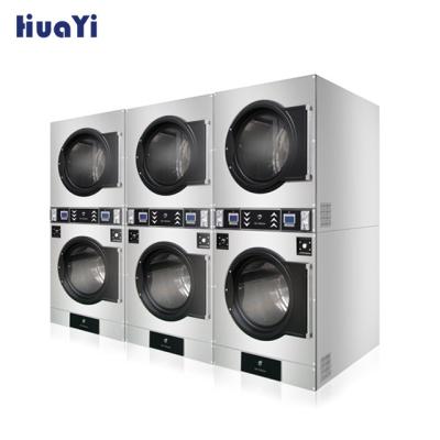 China Coin Operated Laundromat Stack Washer And Dryer Or Double Dryers Commercial Laundry Equipment For Laundromat for sale