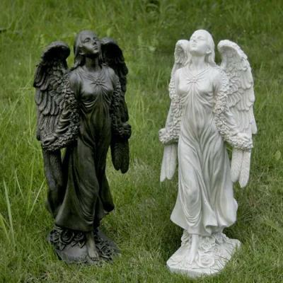 China Easy to Use Concrete Flower Garden Sculpture Molds Greek Winged Girl Statuary Angel Latex Statue Silicone Fiberglass Cement Small Mold for sale