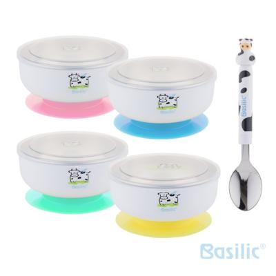 China BPA Free Pink/Blues/Green/Yellow, Baby Bowl Stainless Steel Training Bowl for Baby/Kids/Kids Include Lid and Spoon for sale