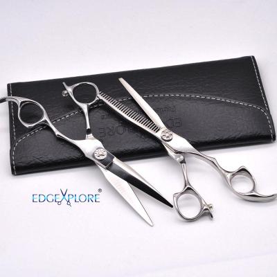 China CUTTING AND THINNING SHEARS SET 5.5-6.0 Inch Convex Straight Edge Barber Thinning Scissor For Barber for sale