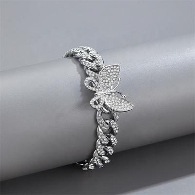 China New Design Butterfly Bracelet Gold Color Cuban Alloy Metal Fine Chain Jewelry Cuabn Bracelet Chain Unisex for sale