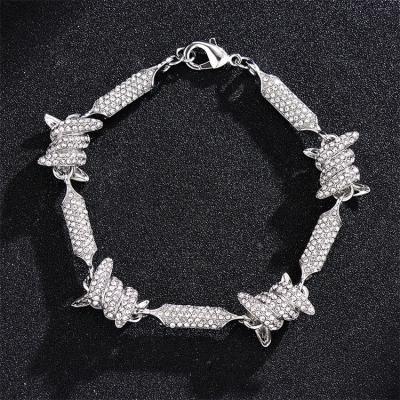 China 3D Hip Hop Cuban Chain Bracelets Can Be Customized Alloy Full Rhinestone Cuban Chain Bracelets Fashion Mental Jewelry for sale