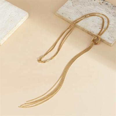 China CLASSIC Simple Fashion Women's Snake Bone Shape Gold Color Body Chain Copper Material Fashion Jewelry for sale