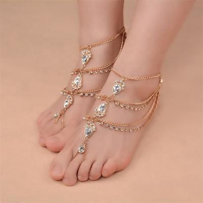 China CLASSIC European Style Women's Feet Chain Gemstone Geometry Inlaid Type Foot Chain Anklet For Women for sale