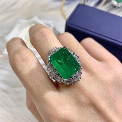 China Hot Selling Emerald Bule Diamond Casual/Sporty Style Can Be Fit Fashion Jewelry Rings Luxury Vintage Open To Women for sale