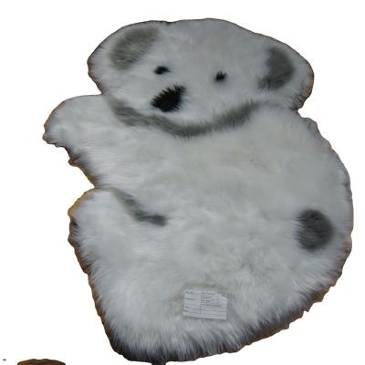 China Stain Resistant Sheepskin Cover Maid Shape Door Mat Animal Sheepskin Furry Door Mat for sale