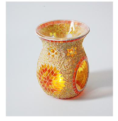 China Colorful Melt Scented Warmer Wax Mosaic Tealight Holder Fragrance Oil Buner Candle Warmer for sale