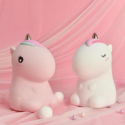 China Mini Colorful Silicone Unicorn Dinosaur Night Light Children's Night Lamp Bedroom Lead Light for sale