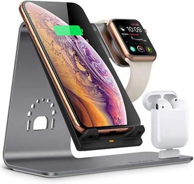 China Smart Watch Aluminum Alloy Desktop Bracket Wireless Charger For iPhone Watch Earphone for sale