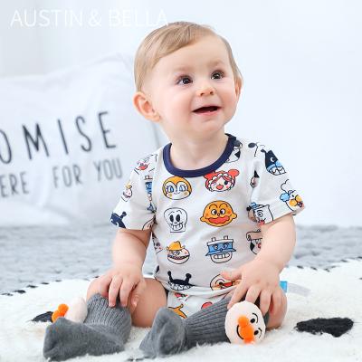 China Wholesale 100% Cotton Boutique Babies Clothes Baby Jumpsuit AustinBella/2021 Raise Newborn Baby Boy Summer Clothes Short Sleeve Romper for sale