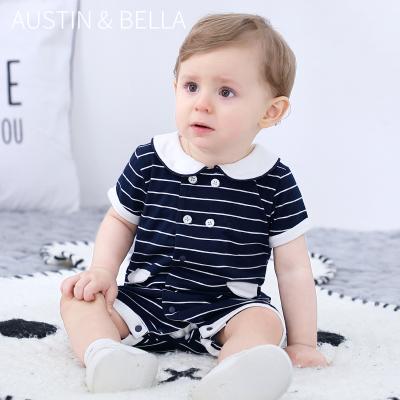 China 95%cotton 5%spandex AustinBella China baby clothes 6-9 months high quality jbaby baby boy romper jumpsuit boutique 100% cotton short sleeve romper for sale