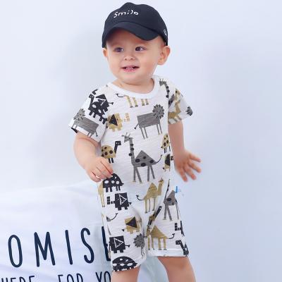 China AustinBella/2020 Summer Baby Clothes Wholesale Newborn Baby Short Sleeve Rompers Boutique Rompers Animal Jumpsuit 100% Cotton for sale