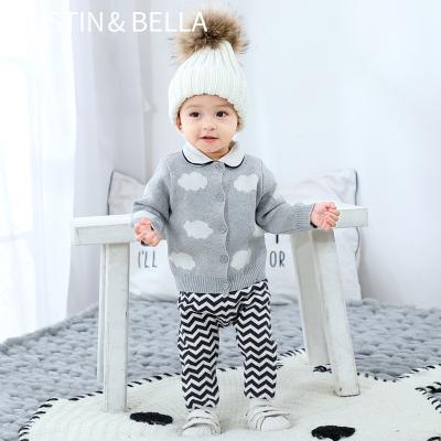 China AustinBella high quality baby regular/wholesale boutique knitted clothes baby boy sweater 100% cotton gray baby cardigan for sale