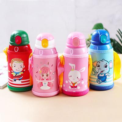 China Sustainable 500ML Stainless Steel Cartoon Custom Kids Vacuum Thermo Water Bottles With Straw for sale