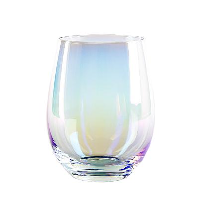 China Viable Double Walled Colored Coffee Crystal Stemless Glass Mug Beer Wine Tea Cup for sale