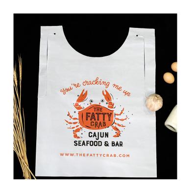 China Plastic Disposable Custom Waterproof Adult Disposable Bibs Funny Apron For Seafood Crab Adult Bib for sale