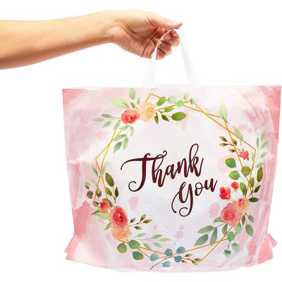 China Recyclable Logo Size Pink Purple Color Low Density Custom Retail Store Packing Merchandise Plastic Bags With Handles for sale