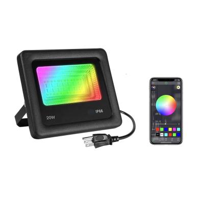 China Outdoor LANDSCAPE Phone APP Control 20W RGB+WW+CW Dimmable IP66 LED Flood Lights for Landscape, Garden, Stage, Wedding, Christmas Decor for sale