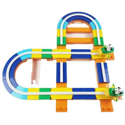 China Slot Toy IPOP DIY BO Train Toy Block Set 113PCS Battery Operated With Packing Track Set Toy Track Railway Train Toy For Kids for sale