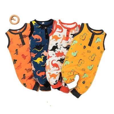 China Dinosaur Infant Sleeveless Unisex Baby Summer Print Cartoon Cotton Romper Casual Jumpsuits for sale