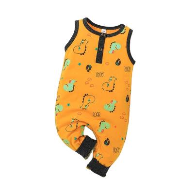 China Wholesale Summer 100% Cotton Newborn Babies Clothes Newborn Baby Rompers Dinosaur Design Print Kids Jumpsuit Cute Soft Cotton Vest for sale