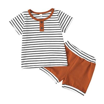 China Plus Size Two Piece Sets Shirts Tees Striped Short Sleeve Tops Shorts Baby New Style Cotton Infant Print Summer Two Sets for sale