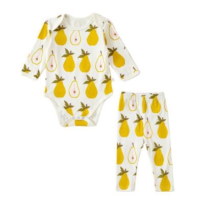 China Autumn Infant Baby Girls Boys Printing Cotton Jumpsuits Anti-Shrink Pajamas Pants Outfits Baby Clothes Sets for sale