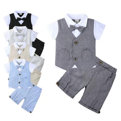 China Cotton Baby Boy Formal Dress Up Sets Formal Toddler Boys Birthday Party Clothes Suit Gentleman Tops + Shorts Kids Cloth Sets for sale