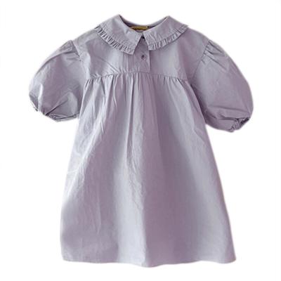 China Breathable Spring Latest Kids Dress Long Sleeve Plain Color Babies Clothes Sweet Lovely Birthday Dress Baby for sale