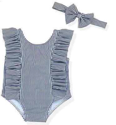 China Plus Size Customize Girl Striped Swimwear Summer Bikini Milk Silk Little Kids Beach Bathing Wear Apparel for sale