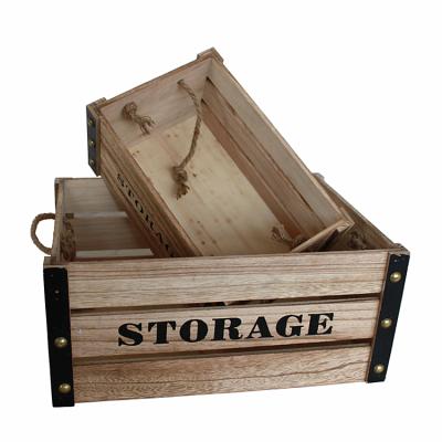 China Eco-Friendly Wholesale Handmade Wooden File Storage Box Office Storage Bins Baskets With Handles for sale