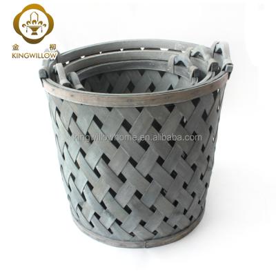 China Eco-friendly Wholesale Wooden Laundry Baskets Hamper Woven Wood Waste Laundry Basket Baskets Wholesale for sale